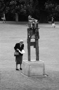 GB. England. Sculpture exhibition in Battersea Park, where for a moment a unity existed between exhibit and viewer. 1960.