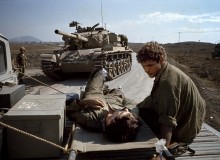 Golan Front, Israeli War. Wounded Israeli Soldier. 1973